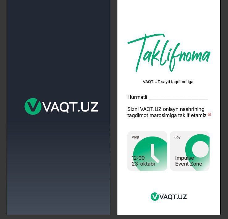 Vaqt.uz taqdimoti haqida e'lon rasmi