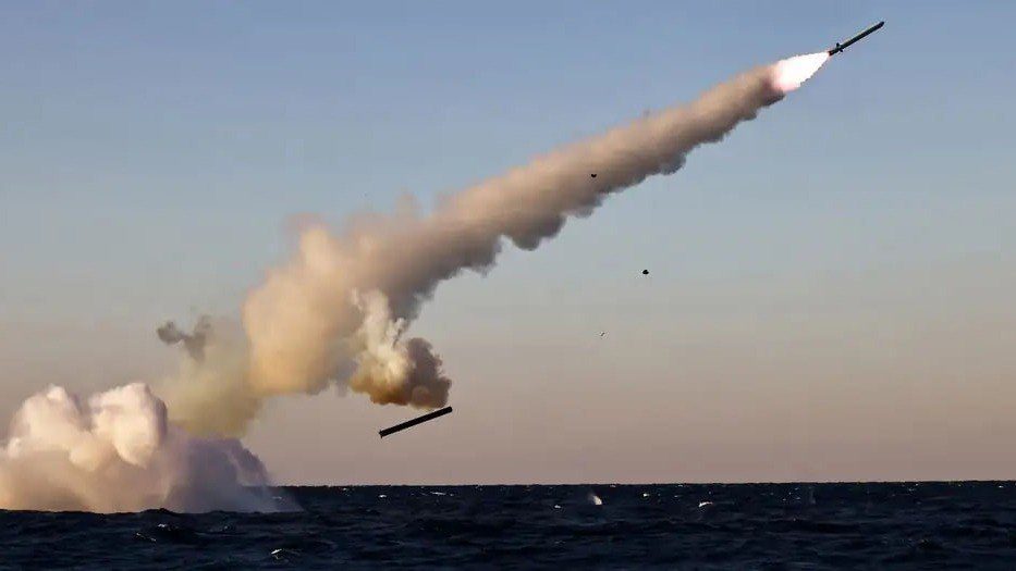 Photo accompanying a report on North Korea testing submarine-launched cruise missiles